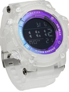 Activa Summit X Invicta White Sport Digital Watch with Purple & Blue Bezel 50mm